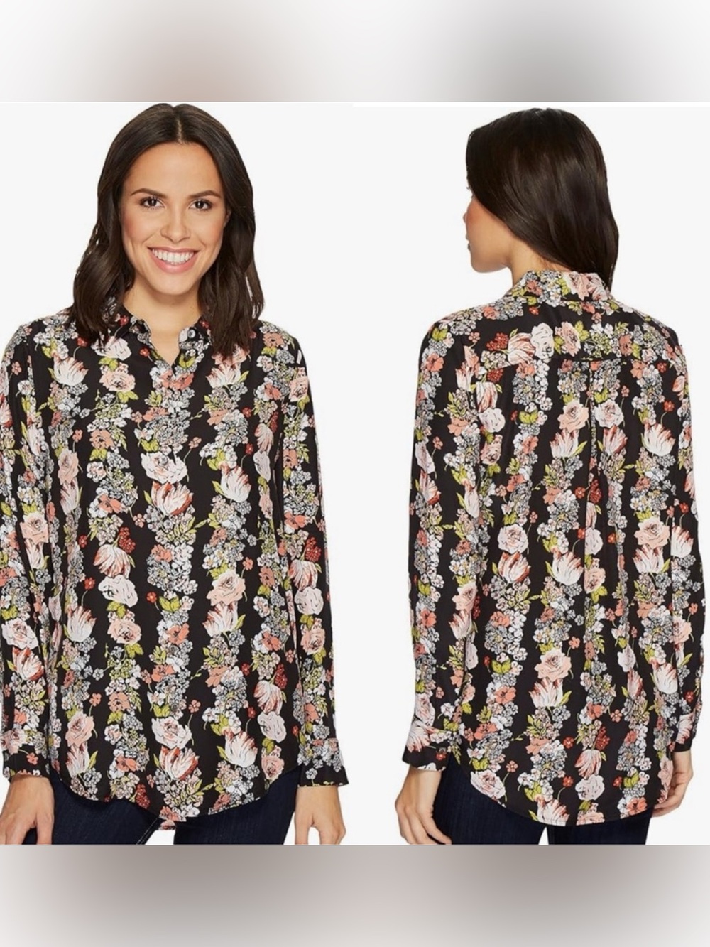 Equipment Essentials Silk Blouse Botanical Garland Print XS